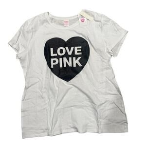 White victorias secret love pink heart graphic‎ t shirt cotton plus size new
